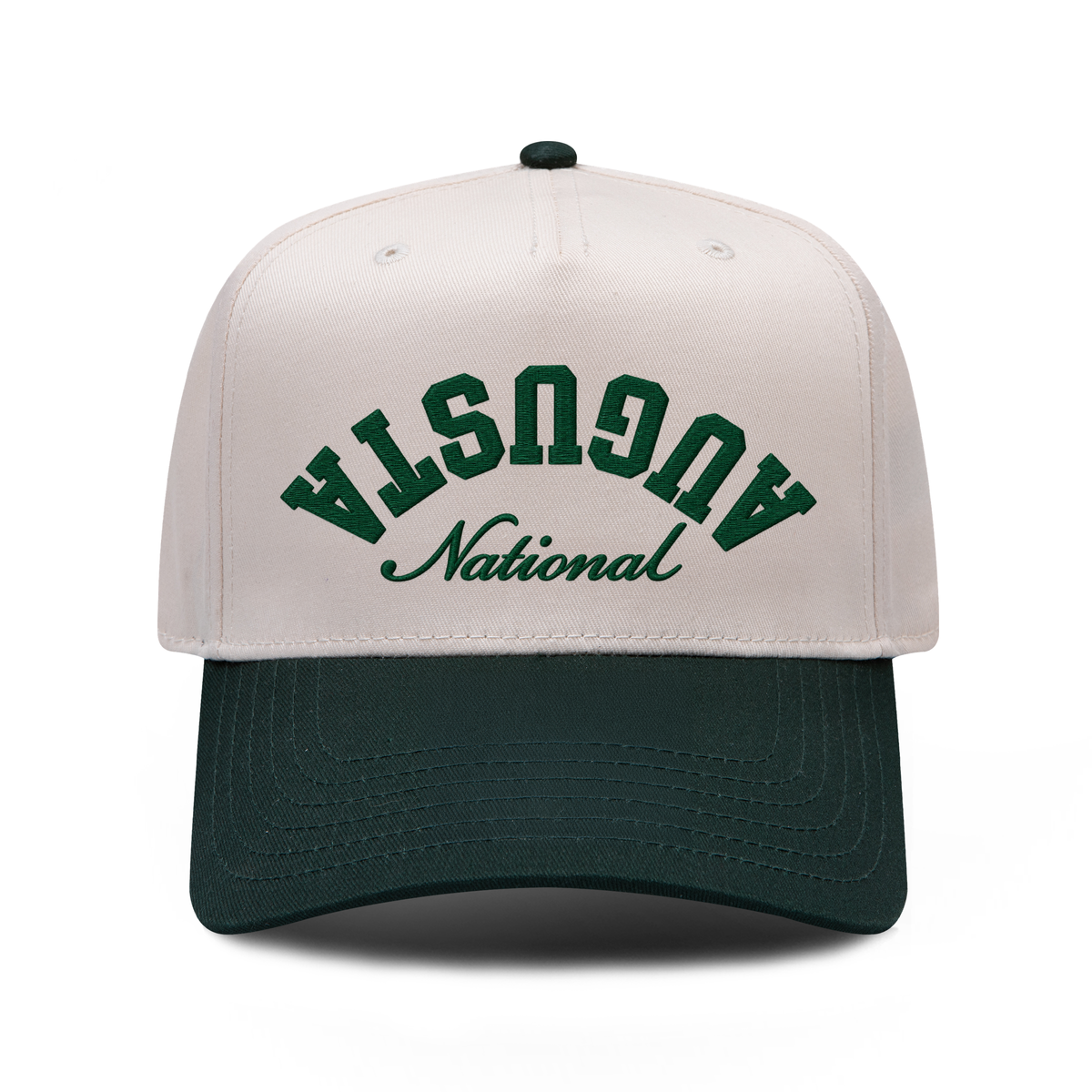 AUGUSTA National embroidered hat in Dark Green / Natural, front view.