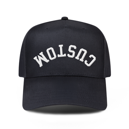 CUSTOM Upside Down Thin embroidered hat in Black, front view.
