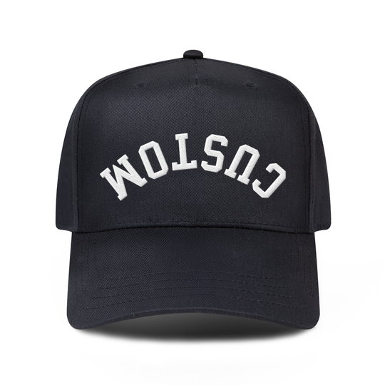 CUSTOM Upside Down Thin embroidered hat in Black, front view.