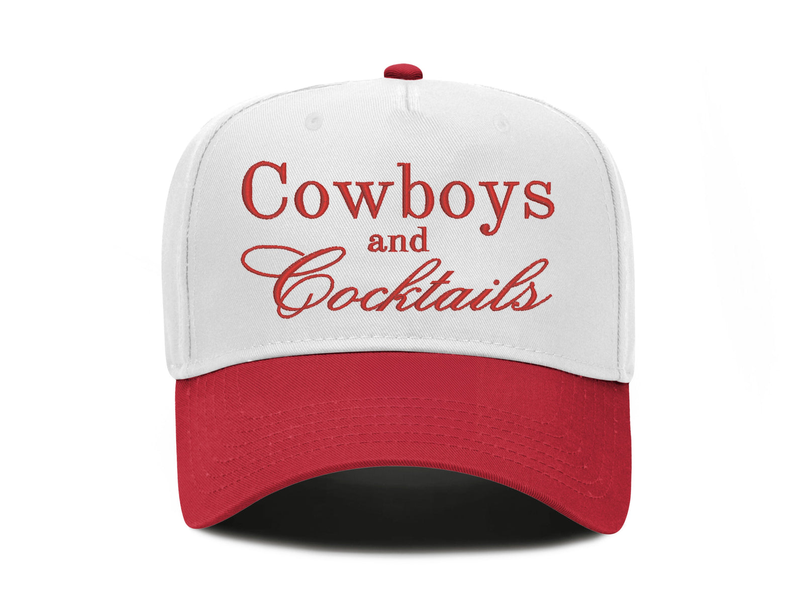 COWBOYS AND COCKTAILS EMBROIDERED TRUCKER HAT