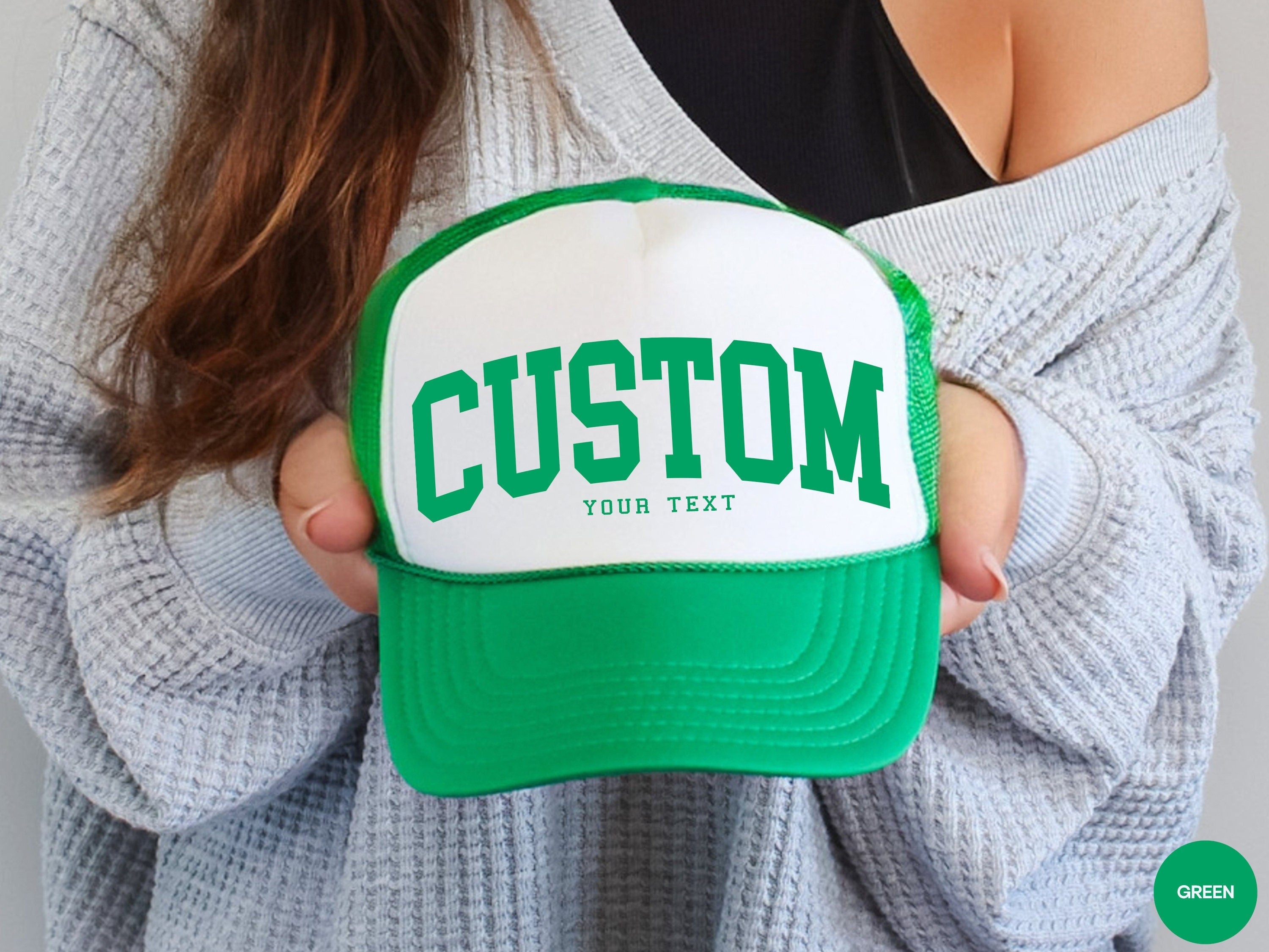 CUSTOM VARSITY FONT TRUCKER HAT