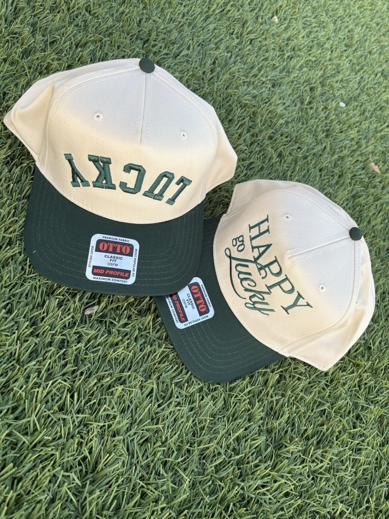 Lucky · Happy go Lucky — two-tone snapbacks, made by PAYRESPECTS